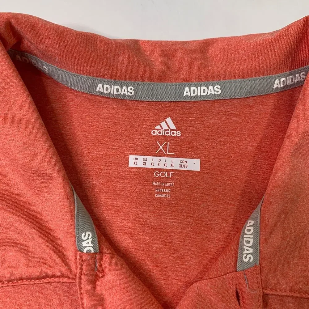 Adidas Shirt Mens XL Extra Large Nectarine Golf Performance Drive Heather Polo